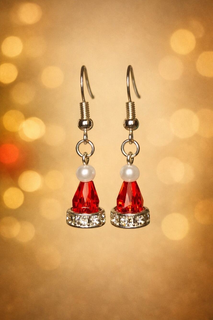 Handmade Santa Hat Earrings: Fun & Festive #C11